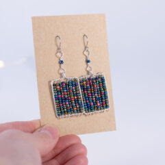 Glass bead earrings - silver-plated copper