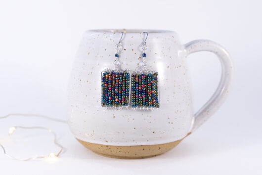 Glass bead earrings - silver-plated copper - Image 2