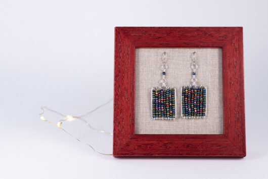 Glass bead earrings - silver-plated copper - Image 3