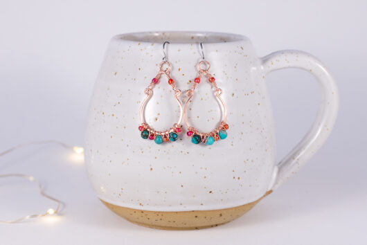 Howlite beads earrings - copper - Image 2