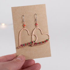 Heart earrings - copper