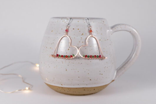 Heart earrings - copper - Image 2