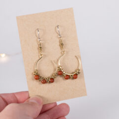 Jasper beads earrings - brass