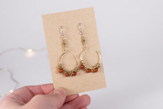 Jasper beads earrings - brass