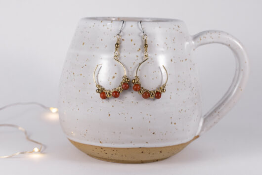 Jasper beads earrings - brass - Image 2