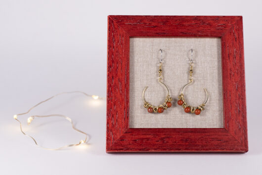 Jasper beads earrings - brass - Image 3
