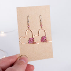 Heart earrings - copper