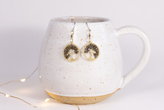 Tree of life earrings - brass - Image 2